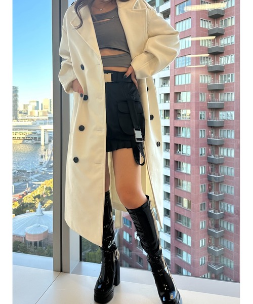 DURAS（デュラス）の「袖ボリュームオーバーコート（チェスターコート・レディース・オレンジ/ブラック/ホワイト・FREE）」の19枚目の写真