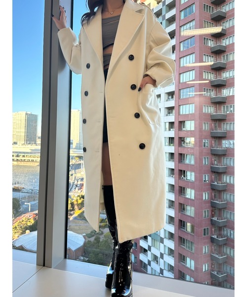 DURAS（デュラス）の「袖ボリュームオーバーコート（チェスターコート・レディース・オレンジ/ブラック/ホワイト・FREE）」の21枚目の写真