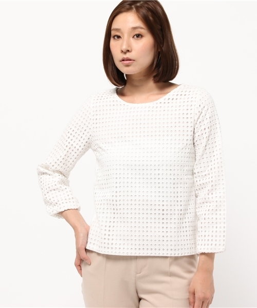 OUTLET（アウトレット）の「【CAPRICIEUX LE'MAGE】レースブラウス（シャツ/ブラウス・レディース・ホワイト/ネイビー・FREE）」の2枚目の写真