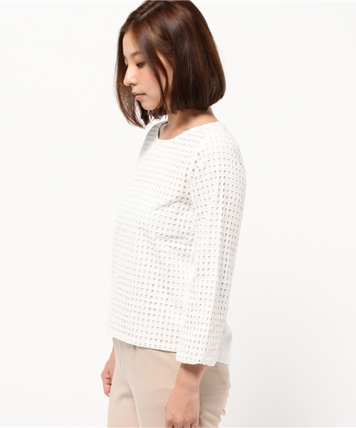 OUTLET（アウトレット）の「【CAPRICIEUX LE'MAGE】レースブラウス（シャツ/ブラウス・レディース・ホワイト/ネイビー・FREE）」の6枚目の写真