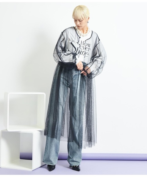 Settimissimo（セッティミッシモ）の「チュール シアー ロングワンピース（ワンピース・レディース・ベージュ/ブラック・FREE）」の10枚目の写真