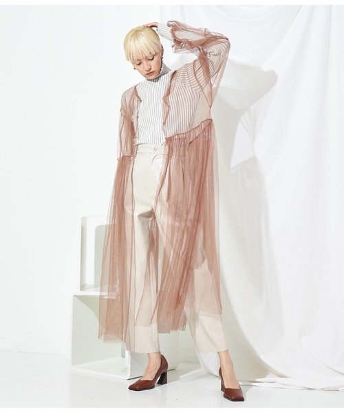 Settimissimo（セッティミッシモ）の「チュール シアー ロングワンピース（ワンピース・レディース・ベージュ/ブラック・FREE）」の5枚目の写真