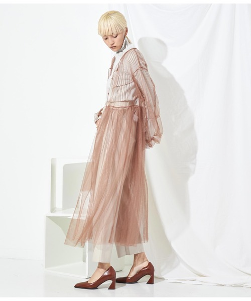 Settimissimo（セッティミッシモ）の「チュール シアー ロングワンピース（ワンピース・レディース・ベージュ/ブラック・FREE）」の8枚目の写真