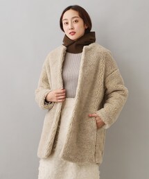 TICCA | ◆【TICCA】ウールファーロングコート(ノーカラーコート)