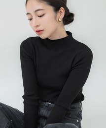 アンゴラタッチ ボトルネックワイドリブニット