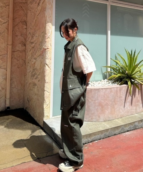 MEMORY】カラーデニム ワイド ベスト / Colored denim wide vest