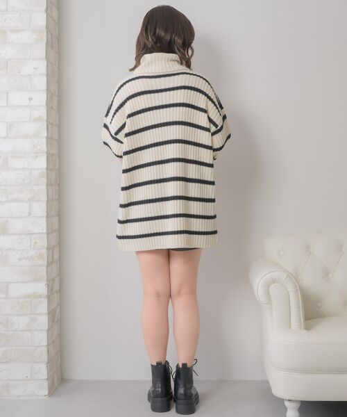 ems excite(エムズエキサイト)の「胸刺繍BIGボーダーNTPO(ニット/セーター・レディース・ブラック/ブラウン/オフホワイト・FREE)」の16枚目の写真