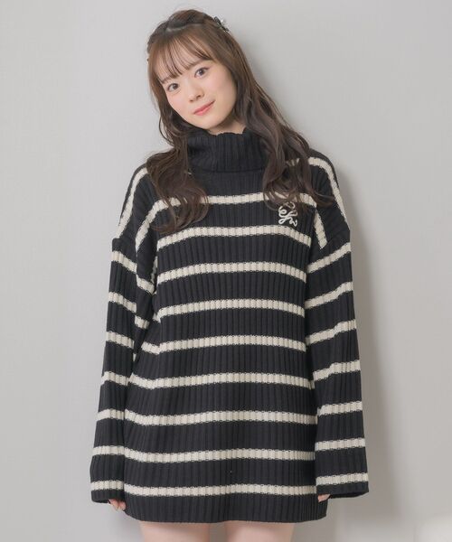 ems excite(エムズエキサイト)の「胸刺繍BIGボーダーNTPO(ニット/セーター・レディース・ブラック/ブラウン/オフホワイト・FREE)」の18枚目の写真