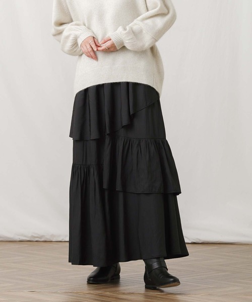 Gready Brilliant(グレディブリリアン)の「アシメティアードマキシスカート(スカート・レディース・アイボリー/ブラック・38)」の15枚目の写真