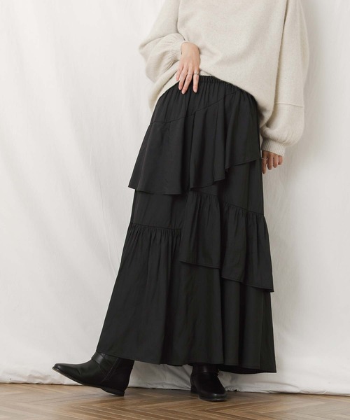 Gready Brilliant(グレディブリリアン)の「アシメティアードマキシスカート(スカート・レディース・アイボリー/ブラック・38)」の18枚目の写真