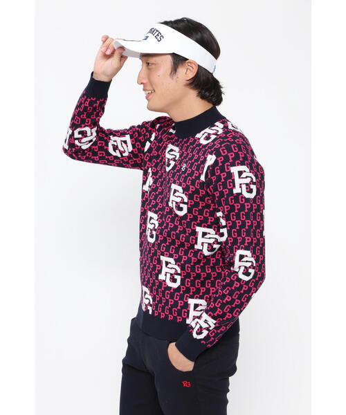 パーリーゲイツ　ハイネックニットプルオーバー PEARLY GATES（パーリーゲイツ） tシャツ 12G部分ジャガードカシミヤ