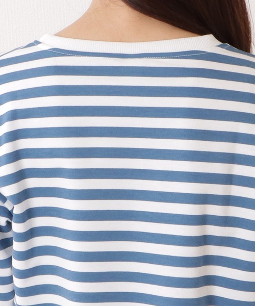 Lace Ladies(レースレディース)の「オーバー サイズ クルーネック ボーダー トレーナー(Tシャツ/カットソー・レディース・ブルー/ブラック・XL/M)」の16枚目の写真