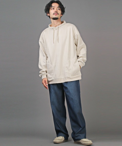 LUXSTYLE(ラグスタイル)の「裏起毛ボンディングスエードスウェット(スウェット・メンズ・ブラウン/アイボリー/チャコール・L/M)」の7枚目の写真