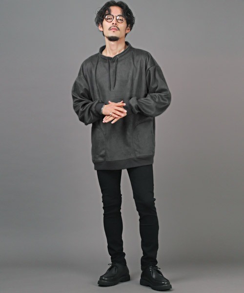 LUXSTYLE(ラグスタイル)の「裏起毛ボンディングスエードスウェット(スウェット・メンズ・ブラウン/アイボリー/チャコール・L/M)」の8枚目の写真