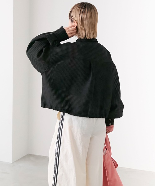 forksy.（フォルクシー）の「【forksy.】シアーチェックジップクロップドシャツ（シャツ/ブラウス・レディース・アイボリー/ブラック/ライム・FREE）」の18枚目の写真
