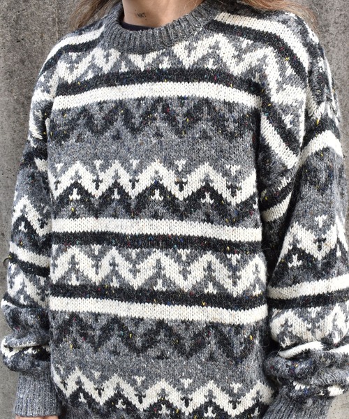 VINTAGE（ヴィンテージ）の「【ヴィンテージ古着】90's Peter England 総柄 ネップ デザインニット（ニット/セーター・メンズ・その他・X-LARGE）」の3枚目の写真