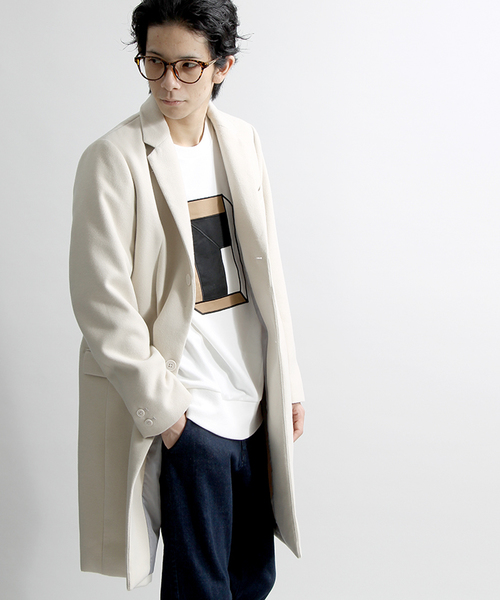 WEGO（ウィゴー）の「WEGO/2ボタンチェスターコート（チェスターコート・メンズ・グレー系その他/ミックスグレー/杢グレー/グレー/オフホワイト/ブラック/カーキ/ネイビー/キャメル/その他1・SMALL/MEDIUM/LARGE）」の2枚目の写真