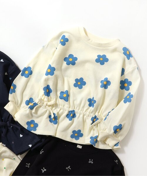 apres les cours（アプレレクール）の「無地・花柄ドロストTシャツ_一部WEB限定カラー（Tシャツ/カットソー・キッズ・ブラック/その他3/ミント/アイボリー/ピンク/ネイビー/ライトインディゴブルー・120/130/140/90/100/110/80）」の7枚目の写真