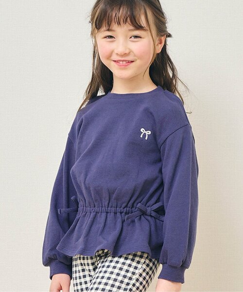 apres les cours（アプレレクール）の「無地・花柄ドロストTシャツ_一部WEB限定カラー（Tシャツ/カットソー・キッズ・ブラック/その他3/ミント/アイボリー/ピンク/ネイビー/ライトインディゴブルー・120/130/140/90/100/110/80）」の4枚目の写真