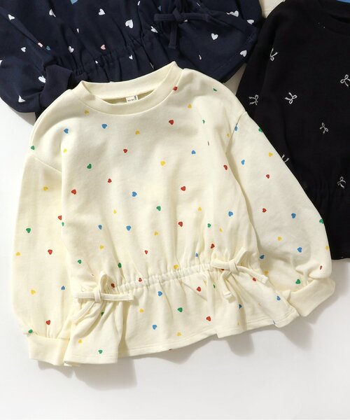 apres les cours（アプレレクール）の「無地・花柄ドロストTシャツ_一部WEB限定カラー（Tシャツ/カットソー・キッズ・ブラック/その他3/ミント/アイボリー/ピンク/ネイビー/ライトインディゴブルー・120/130/140/90/100/110/80）」の2枚目の写真