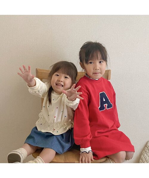 apres les cours（アプレレクール）の「無地・花柄ドロストTシャツ_一部WEB限定カラー（Tシャツ/カットソー・キッズ・ブラック/その他3/ミント/アイボリー/ピンク/ネイビー/ライトインディゴブルー・120/130/140/90/100/110/80）」の9枚目の写真