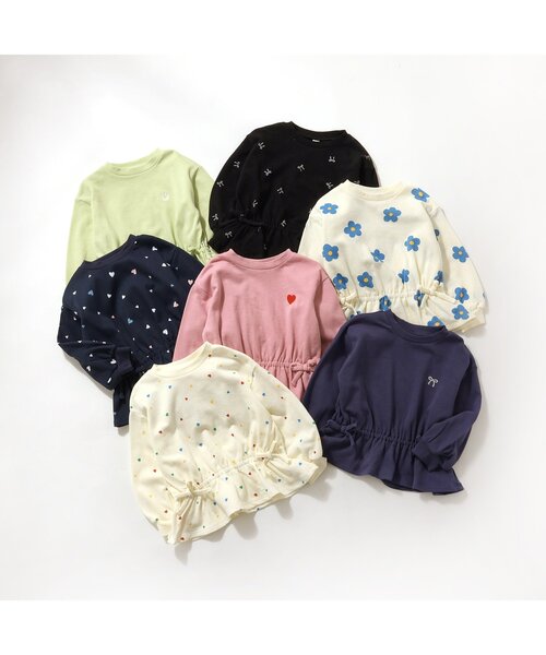 apres les cours（アプレレクール）の「無地・花柄ドロストTシャツ_一部WEB限定カラー（Tシャツ/カットソー・キッズ・ブラック/その他3/ミント/アイボリー/ピンク/ネイビー/ライトインディゴブルー・120/130/140/90/100/110/80）」の12枚目の写真