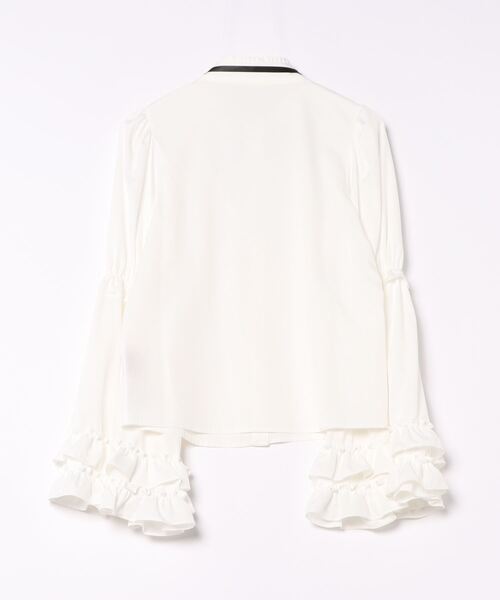 Jamie エーエヌケー（ジェイミーエーエヌケー）の「タックフリル姫袖ブラウス（シャツ/ブラウス・レディース・ホワイト/ブラック・M）」の3枚目の写真