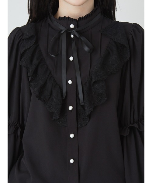 Jamie エーエヌケー（ジェイミーエーエヌケー）の「タックフリル姫袖ブラウス（シャツ/ブラウス・レディース・ホワイト/ブラック・M）」の12枚目の写真