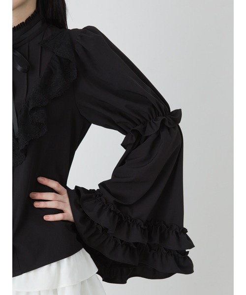 Jamie エーエヌケー（ジェイミーエーエヌケー）の「タックフリル姫袖ブラウス（シャツ/ブラウス・レディース・ホワイト/ブラック・M）」の11枚目の写真