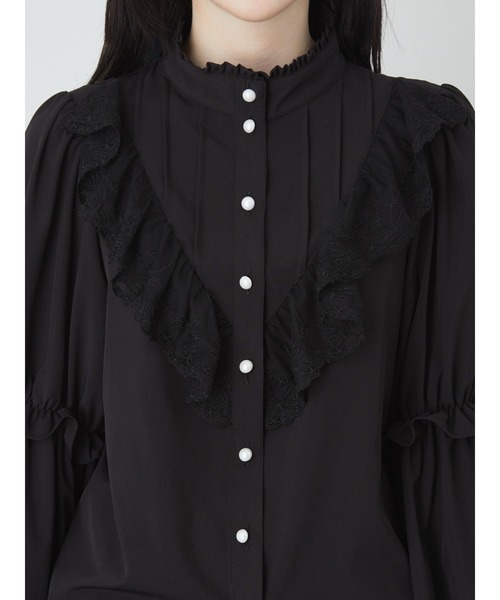 Jamie エーエヌケー（ジェイミーエーエヌケー）の「タックフリル姫袖ブラウス（シャツ/ブラウス・レディース・ホワイト/ブラック・M）」の8枚目の写真