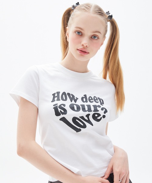 LUVISTRUE(ラヴイズトゥルー)の「PY LUV TEE(Tシャツ/カットソー・レディース・ホワイト/ブラック・FREE)」の1枚目の写真