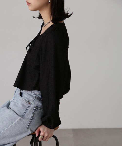 FREE'S MART（フリーズマート）の「フロントリボンシャーリングブラウス（シャツ/ブラウス・レディース・オレンジ/ブラック/ホワイト・FREE）」の19枚目の写真