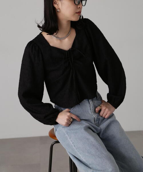 FREE'S MART（フリーズマート）の「フロントリボンシャーリングブラウス（シャツ/ブラウス・レディース・オレンジ/ブラック/ホワイト・FREE）」の15枚目の写真