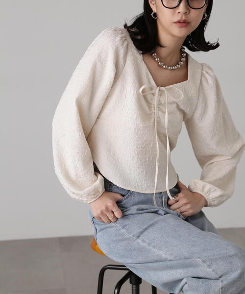 FREE'S MART（フリーズマート）の「フロントリボンシャーリングブラウス（シャツ/ブラウス・レディース・オレンジ/ブラック/ホワイト・FREE）」の11枚目の写真