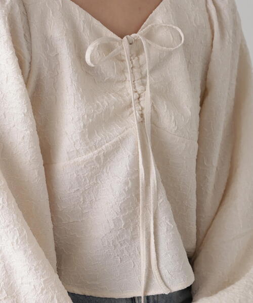 FREE'S MART（フリーズマート）の「フロントリボンシャーリングブラウス（シャツ/ブラウス・レディース・オレンジ/ブラック/ホワイト・FREE）」の5枚目の写真