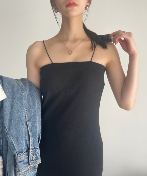 Ada.(エイダ)の「カップ付き テレコ リブ Iライン キャミワンピース(ワンピース・レディース・ブラック/グレー/ブルー・FREE)」の8枚目の写真