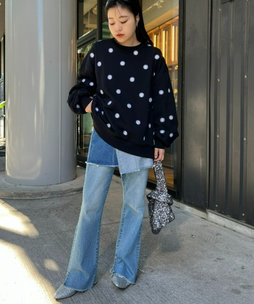 HELLO.SANFRANCISCO（ハローサンフランシスコ）の「≪新色追加≫【HELLO.SANFRANCISCO】マーガレット刺繍オーバースウェット（スウェット・レディース・グレー/ブラック/アイボリー/ネイビー・ONE SIZE）」の10枚目の写真