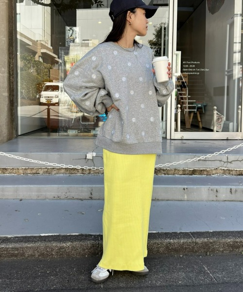 HELLO.SANFRANCISCO（ハローサンフランシスコ）の「≪新色追加≫【HELLO.SANFRANCISCO】マーガレット刺繍オーバースウェット（スウェット・レディース・グレー/ブラック/アイボリー/ネイビー・ONE SIZE）」の18枚目の写真