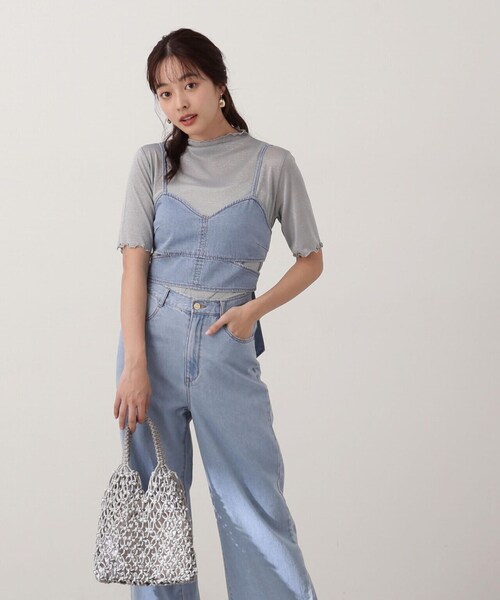 PROPORTION BODY DRESSING(プロポーションボディドレッシング)の「ボトルネックラメシアーインナー / 1214160401(Tシャツ/カットソー・レディース・グレー/シルバー・FREE)」の1枚目の写真