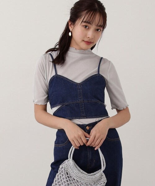 PROPORTION BODY DRESSING(プロポーションボディドレッシング)の「ボトルネックラメシアーインナー / 1214160401(Tシャツ/カットソー・レディース・グレー/シルバー・FREE)」の2枚目の写真