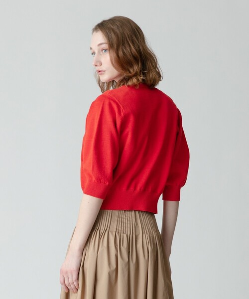 allureville（アルアバイル）の「ギマコットンハーフパフスリーブカーディガン（カーディガン/ボレロ・レディース・オフホワイト/オレンジ系その他/ブラック・2）」の10枚目の写真