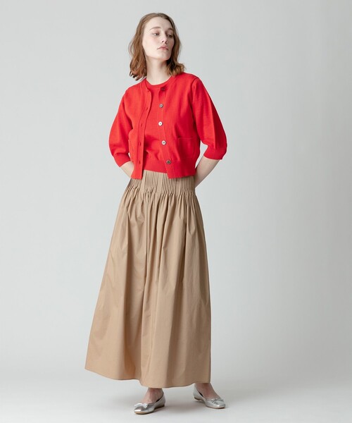 allureville（アルアバイル）の「ギマコットンハーフパフスリーブカーディガン（カーディガン/ボレロ・レディース・オフホワイト/オレンジ系その他/ブラック・2）」の12枚目の写真
