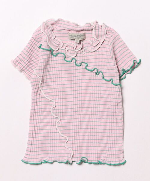 Ocean&Ground(オーシャン&グラウンド)の「リブボーダーリメイクメロウTシャツ(80~140cm)(Tシャツ/カットソー・キッズ・ピンク/オレンジ/イエロー・80/90/95/100/110/120/130/140)」の2枚目の写真