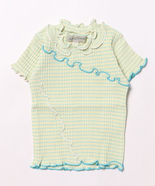 Ocean&Ground(オーシャン&グラウンド)の「リブボーダーリメイクメロウTシャツ(80~140cm)(Tシャツ/カットソー・キッズ・ピンク/オレンジ/イエロー・80/90/95/100/110/120/130/140)」の1枚目の写真