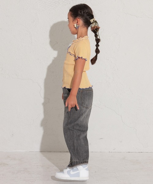 Ocean&Ground(オーシャン&グラウンド)の「リブボーダーリメイクメロウTシャツ(80~140cm)(Tシャツ/カットソー・キッズ・ピンク/オレンジ/イエロー・80/90/95/100/110/120/130/140)」の6枚目の写真