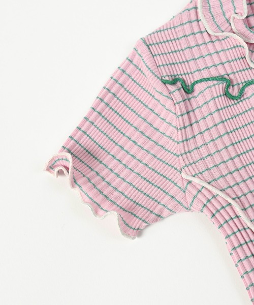 Ocean&Ground(オーシャン&グラウンド)の「リブボーダーリメイクメロウTシャツ(80~140cm)(Tシャツ/カットソー・キッズ・ピンク/オレンジ/イエロー・80/90/95/100/110/120/130/140)」の8枚目の写真