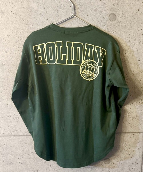 THE CASUAL(カジュアル)の「オーバーサイズ プリント ヘムロンT(Tシャツ/カットソー・キッズ・チャコール/ベージュ/ネイビー/パープル/オレンジ/グレー系1/ダークグリーン系/オフホワイト/杢グレー/グレー系/ダークグリーン/ネイビー系/パープル系/ホワイト系/ホワイト系1/ブラック・120cm/130cm/140cm/150cm/160cm/110cm)」の12枚目の写真