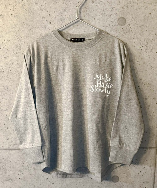 THE CASUAL(カジュアル)の「オーバーサイズ プリント ヘムロンT(Tシャツ/カットソー・キッズ・チャコール/ベージュ/ネイビー/パープル/オレンジ/グレー系1/ダークグリーン系/オフホワイト/杢グレー/グレー系/ダークグリーン/ネイビー系/パープル系/ホワイト系/ホワイト系1/ブラック・120cm/130cm/140cm/150cm/160cm/110cm)」の21枚目の写真