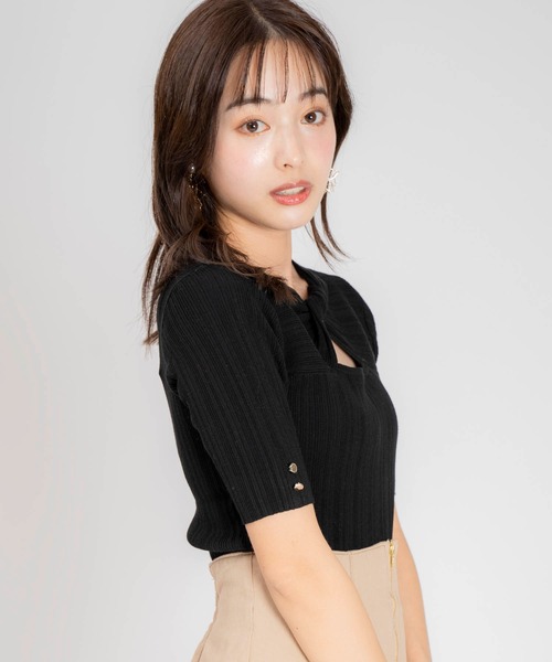 NOELA（ノエラ）の「ツイストオープンニット（ニット/セーター・レディース・イエロー/レッド/ブラック/オフホワイト・フリー）」の7枚目の写真