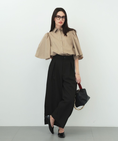 saloon(サルーン)の「SALOON(サルーン)/ シアーワイドパンツ(その他パンツ・レディース・ライトベージュ/ブラック・MEDIUM/SMALL)」の4枚目の写真